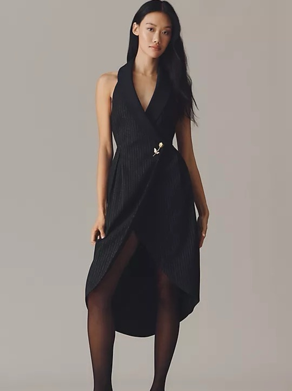By Anthropologie Halter Tuxedo Stripe Midi Dress Sz XL NWT